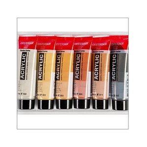 Metallic Paints, Set of 6 x 20ml Royal Talens Acrylic Paints in Silver, Gold Copper, Bronze, Graphite, Gift for a Crafter image 2