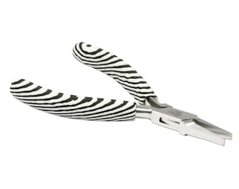 Flat Nose Pliers in Zebra Stripe Design, Polished Steel, Double Leaf Spring, Boxjoint Pliers, Slip Resistant Grip, Jewelry Plier, UK Seller