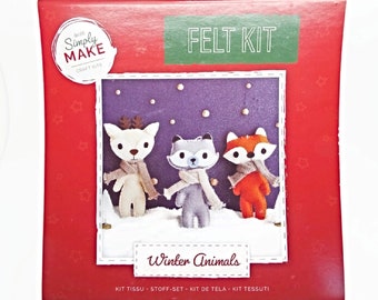 Winter Animals Felt Sewing Kit, Badger Fox & Deer, Gift Kit, Full Instructions, Felt Animals, Pre-Cut Shapes, Boxed Craft Kit, UK Shop