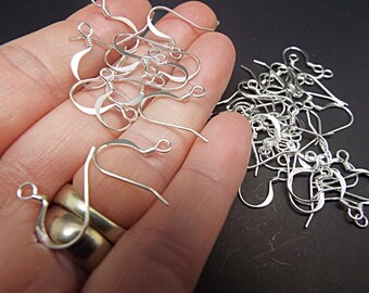 Silver Plated Ear Wires, 25 Pairs, 18mm, Coil & Fishhook, Pack of 50 (25 Pairs) Earring Hooks with Spring, UK Findings