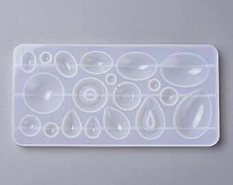 19pc Cabochon Silicone Mold, 187x92x12mm, Epoxy or UV Resin Casting, 19 Molds in 1, Pendant Mold, UK Shop