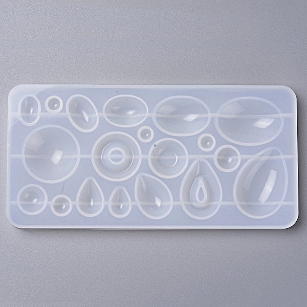 19pc Cabochon Silicone Mold, 187x92x12mm, Epoxy or UV Resin Casting, 19 Molds in 1, Pendant Mold, UK Shop