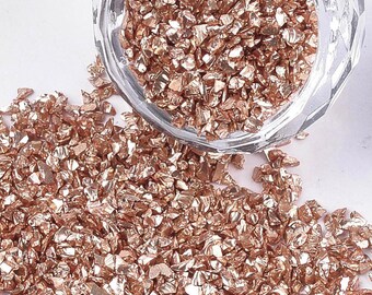 Salmon Crushed Glass Chips, Metallic Coating, Inclusions for Resin, Crystal Stones, Resin Geodes, No Hole, UK Shop