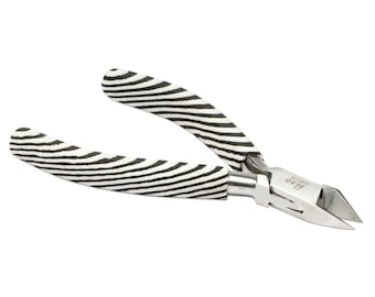 Zebra Design Side Cutter Pliers, Polished Steel, Double Leaf Spring, Boxjoint Pliers, Slip Resistant Grip, BeadSmith Tool, UK Seller