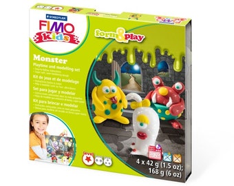 Fimo Kids Kit, Monster Modelling, Polymer Clay Kit, Childrens Crafts, DIY Monsters, Clay for Children, Stocking Filler, Oven Bake, UK Shop