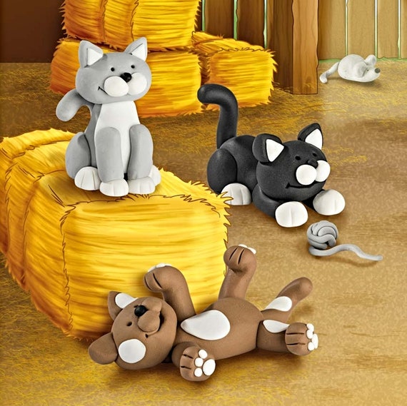Cat Modelling Set Fimo Polymer Clay Childrens DIY Craft Birthday