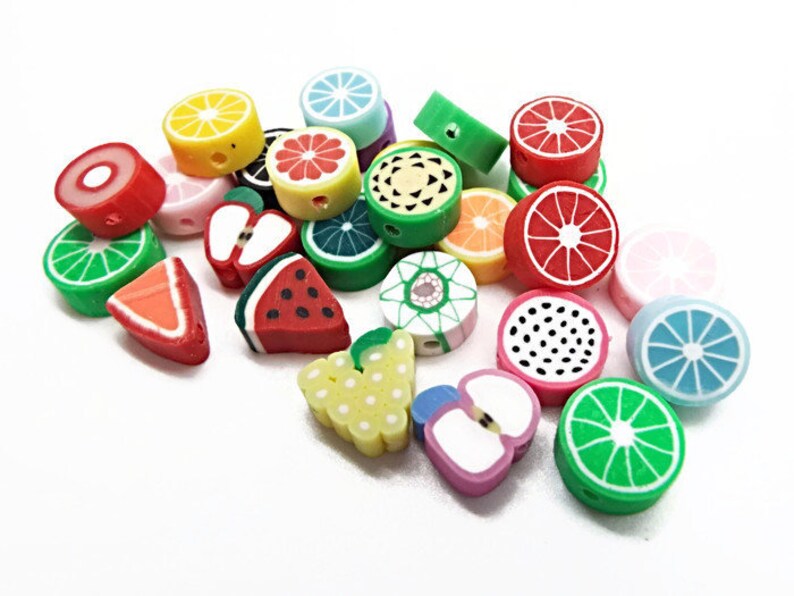 20/50 Polymer Clay Fruit Beads Mixed Designs Fruit for Etsy