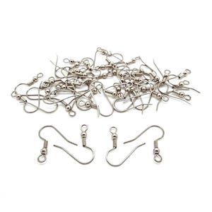 50 ganchos para pendientes, ganchos de acero inoxidable, bola y resorte, ganchos de anzuelo, componentes para joyería de 20 mm