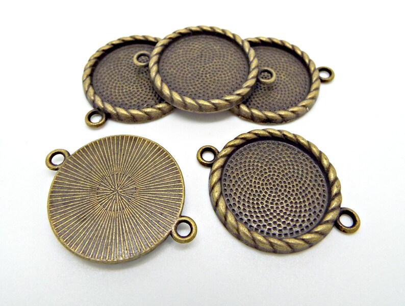 Bezel Pendant Connectors 10 Bronze Cabochon Setting 20mm Etsy