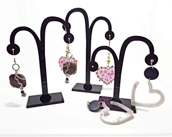 3 Black Earring Display Stands, Jewelry Tree Display, Holds 1 Pair Per Stand, Plastic Earring Holder, Earring Organiser, Photo Prop, UK Shop