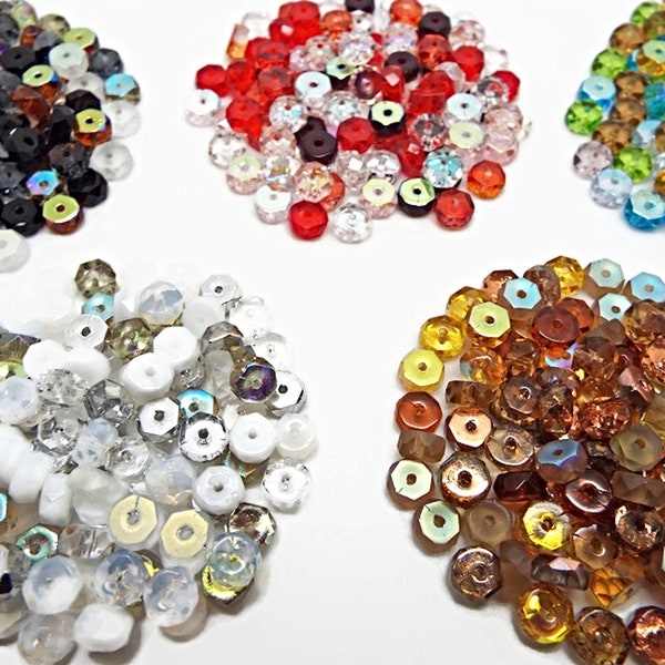 100 Preciosa Czech Glass Faceted Rondelle Beads, 10 Color Choices, Beaded Jewelry Supplies, UK Shop
