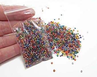 Perles de rocaille tchèques, 1000 perles de verre, doublées d'argent, taille 11/0, perles de verre tchèques de 2 mm, perles de rocaille 11/0, couleurs mélangées, fournitures de perles, boutique du Royaume-Uni