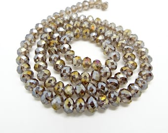 35pcs. Silver Gold Czech Glass Ab Faceted Rondelle Beads Bronze 6mm Black