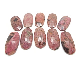 Rhodonite Cabochon 38x19x6mm, Pink Black Gemstone for Jewellery Making and Wire Wrapping, Pendant Stone, UK Shop