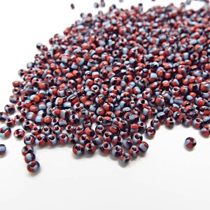 1200 Tri Color Seed Beads, Glass Beads, 20g Blue Red and Black, Size 11/12, 1.5-2mm Seed Beads, Bead Looming, UK Shop image 1