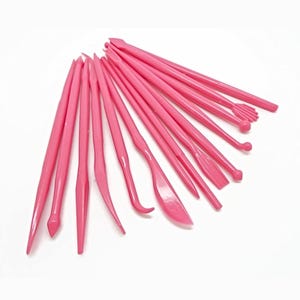 Sculpting Tool Set, Polymer Clay Tools, 14pc Set, Clay Sculpting, Fondant Tools, Plastic Tool Set, Cake Decorating, Pink Tools, UK Shop