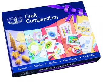 5 Craft Kits in 1 Compendium, Candle Making, Marbling, Quilling, Glass Painting, Card Making, Craft Gift, Everything Inluded, UK Shop