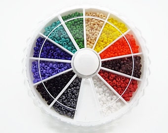 1800 Miyuki Seed Beads 11/0 Opaque, 12 Mixed Colours, Rainbow Seed Beads, 150 of Each Color, Bead Weaving, Beading Supplies, UK Seed Beads