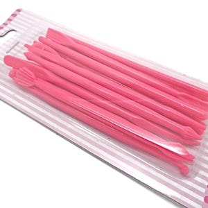 Juego de herramientas para modelar arcilla polimérica, 14 piezas, para modelar arcilla y fondant, herramientas de plástico, decoración de pasteles, color rosa. imagen 3