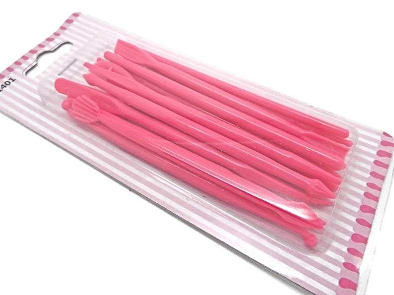 Juego de herramientas para modelar arcilla polimérica, 14 piezas, para modelar arcilla y fondant, herramientas de plástico, decoración de pasteles, color rosa. imagen 3