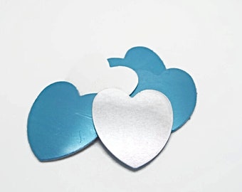 10x 37mm Aluminium Hearts, Stamping Blanks, Metal Heart, 1mm Thickness, Unfinished Aluminum, 37x39mm Jewellery Blanks, No Hole, UK Shop