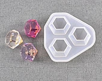 3 Crystal Mould, 71x74x26mm, Faux Gemstone Faceted Crystal, Resin Casting Tool