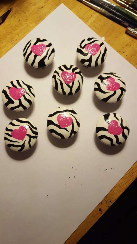 Zebrapink Heart Dresser Pull Knobs Etsy