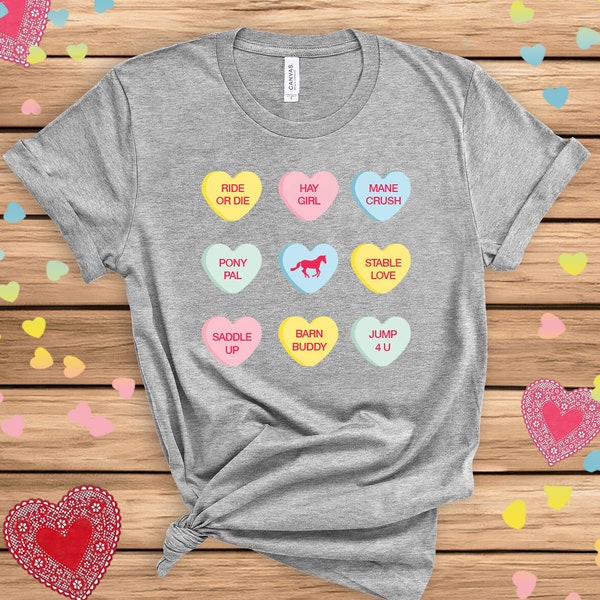 Equestrian Conversation Heart Tee - Adult Unisex - Horse Lover Valentine's Day Candy Fun Shirt