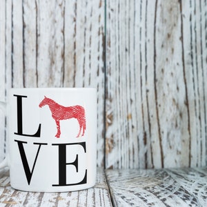 LOVE Horses 11 oz or 15 oz Coffee Mug - Equestrian Trainer Horse Lover Gift Valentine Birthday Christmas