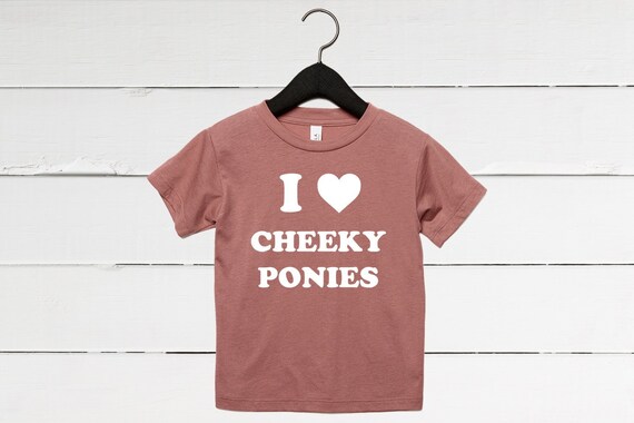 I Heart Cheeky Ponies - Premium Equestrian Horse T-Shirt for Toddler and Youth Girls in Mauve Triblend - Size 2T through 14/16 Pony Club