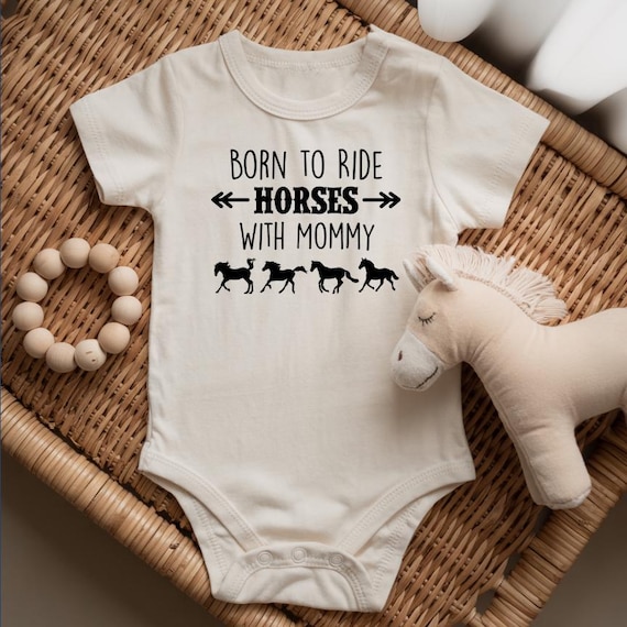 Born to Ride Horses with Mommy – Equestrian Baby Bodysuit | Horse Lover Baby Gift | Western Baby Shower Outfit | Cute Farm Baby Clothes