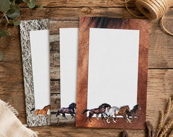 Notitieblokkenset met paardenthema: Rennende paarden, full-color briefpapier (set van 3)