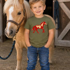 Horse Shirt for Boys Toddler & Youth | Western Cowboy Kids Tee | Equestrian T-Shirt | Pinto Mustang Horse Graphic | Rodeo Shirt Kids image 4