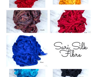 Sari Silk Fiber, felting fiber, roving, weaving