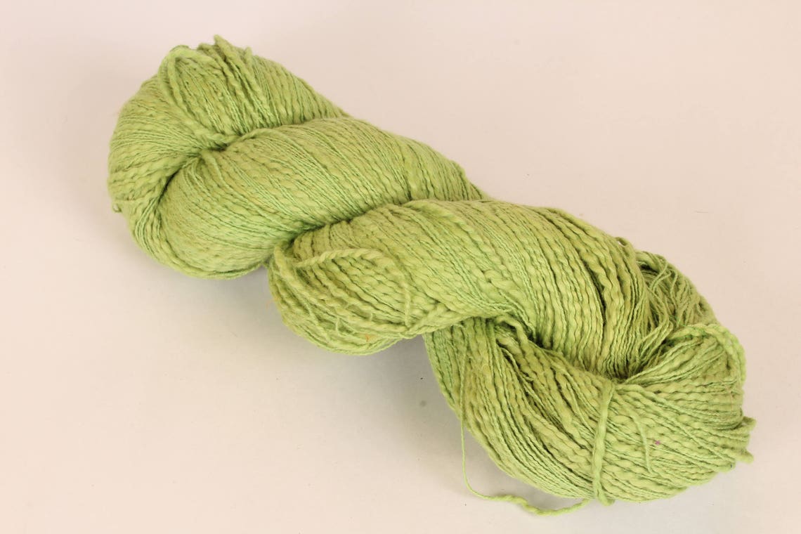 Natural Slub Cotton Yarn Cool Green 37 Novelty Yarn 100 Etsy