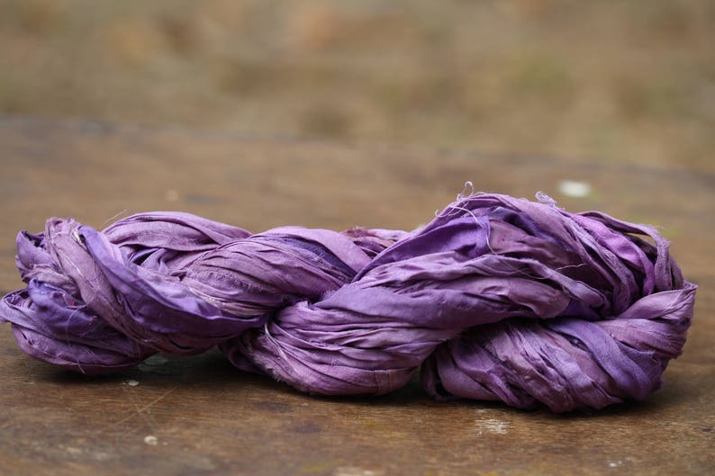 Recycled Sari silk ribbon Pastel Purple 132