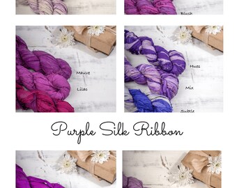 Purple Sari Silk Ribbon 17 Shades  - From 1 meter lengths. Recycled reclaimed sari silk ribbon, Boho sari silk ribbon, Jewellery ribbon