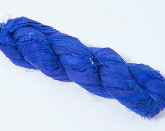 Recycled Sari silk ribbon - Ultramarine