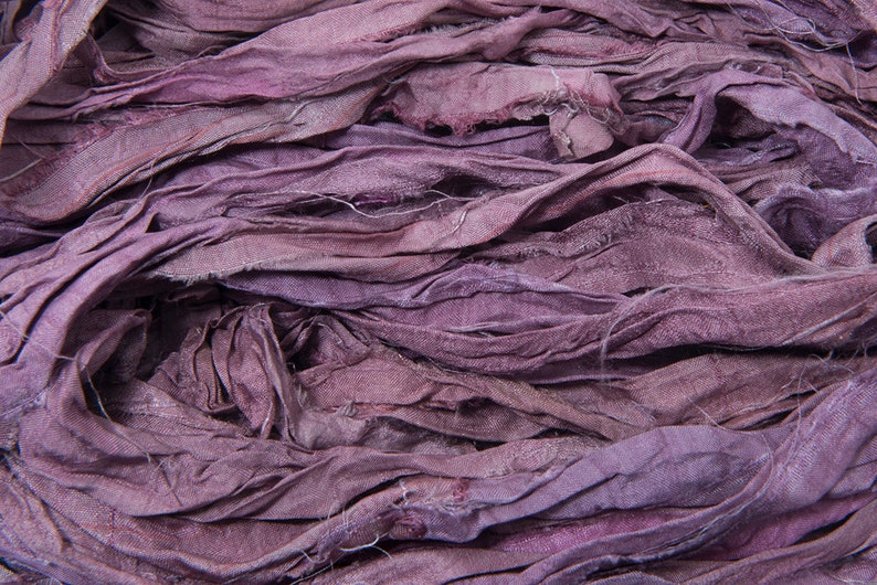 Recycled Sari silk ribbon Lavender