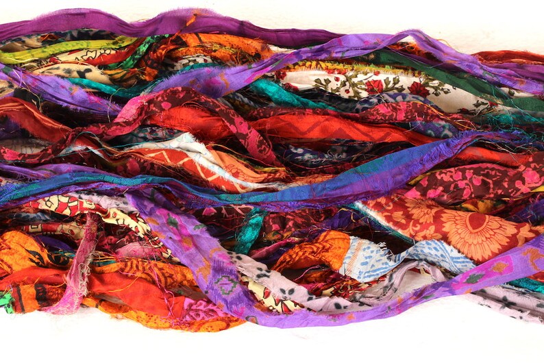 Recycled Sari Silk Ribbon Strips 212 Journal Sari Silk Etsy