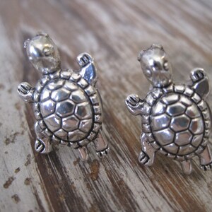 Silver Turtle Earrings - Turtle Stud Earrings - Silver Turtle Earrings, Turtle Post Earrings