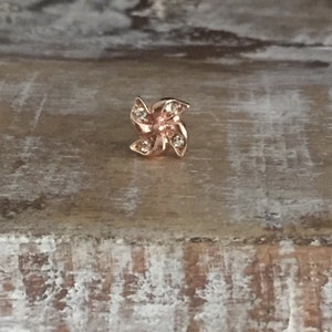 Pinwheel Tragus Piercing - Tragus Stud Earring - Tragus Barbell - Rose Gold Plated Pinwheel Tragus Earring - Helix Piercing