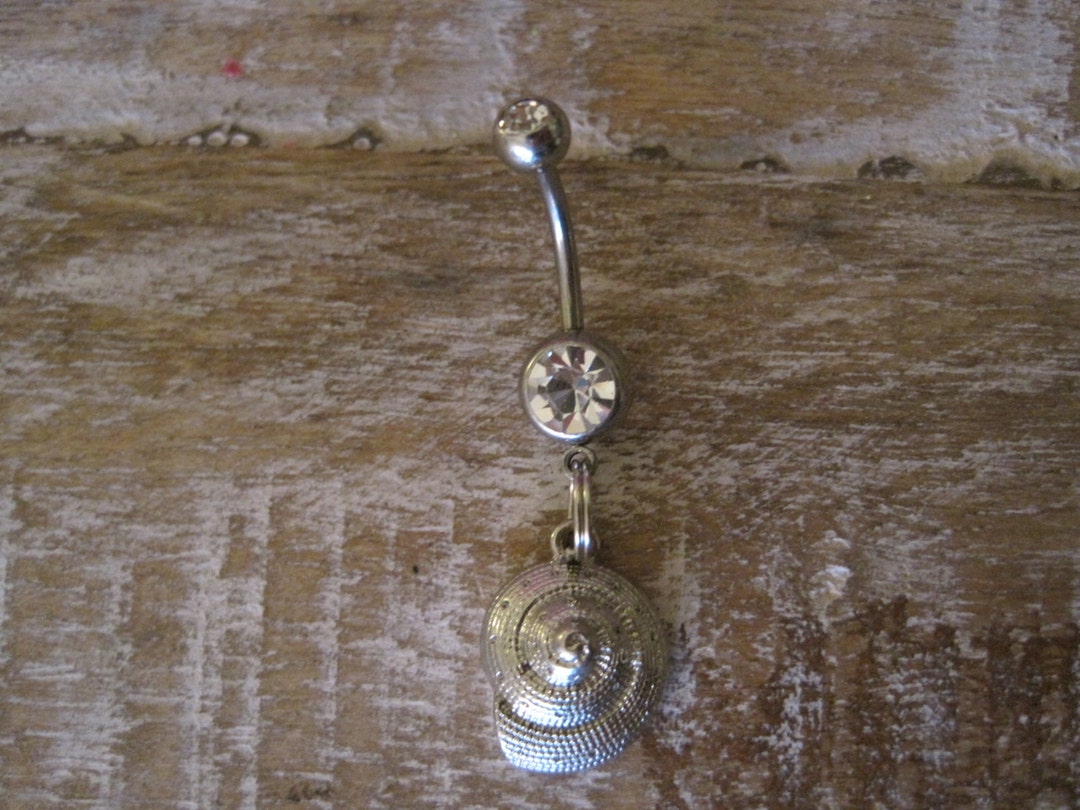 Belly Button Ring Body Jewelry silver Shell With Clear Gem Stone Belly