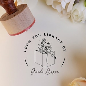TAMPON DE LIVRE PERSONNALISÉ | Tampon de bibliothèque à encrage automatique | Tampon de bibliothèque personnalisé | De la bibliothèque de timbres | Amoureux des livres | Tampon personnalisé