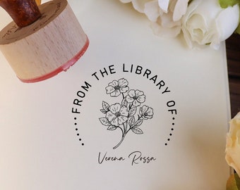 Timbro per libri, timbro per biblioteca, timbro per libri personalizzato, timbro per libri personalizzati, timbro per libri floreali personalizzati, miglior regalo, regalo per la festa della mamma