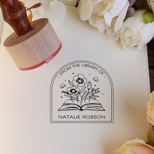 Book Stamp , Library Stamp , personalized book stamp , custom book stamp , Personalized flower Book stamp,Best Gift,Mother&#39;s Day gift