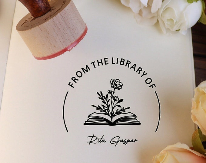 From The Library of |Custom Library Stamp|Personalized BOOK Stamp|ex libris|book lover gift| personalized birthday gift|Mother's day gift