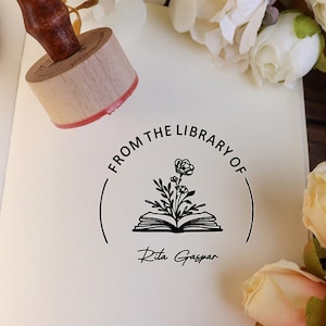 From The Library of |Custom Library Stamp|Personalized BOOK Stamp|ex libris|book lover gift| personalized birthday gift|Mother's day gift