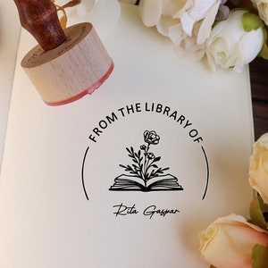De la bibliothèque de | Tampon de bibliothèque personnalisé | Tampon LIVRE personnalisé | ex libris | cadeau pour amoureux des livres | cadeau d'anniversaire personnalisé|Cadeau de fête des mères