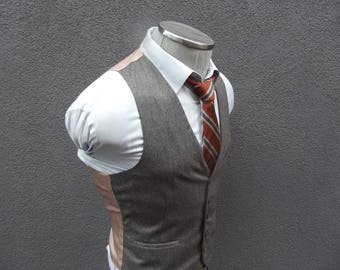 1950s Vintage Striped Gray Vest / Striped Gray Waistcoat Size 38 Medium Med / Mens Suit Vest / 50s Vintage Waistcoat / Vintage Mens Vest